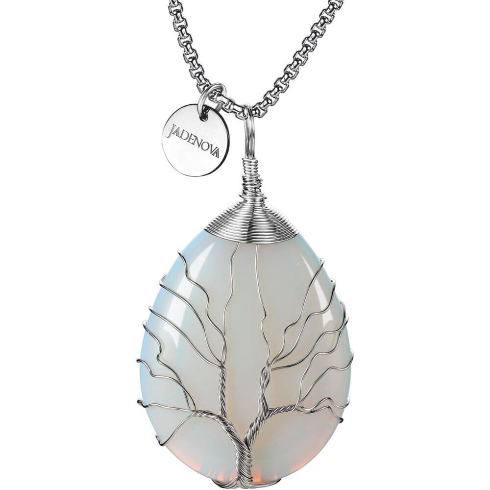 Healing Crystal Necklace for Women Tree of Family Pendant Family Tree Wire Wrapp